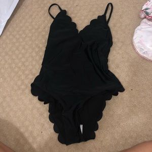 NEW! Target One Piece Black Scalloped Swim Suit